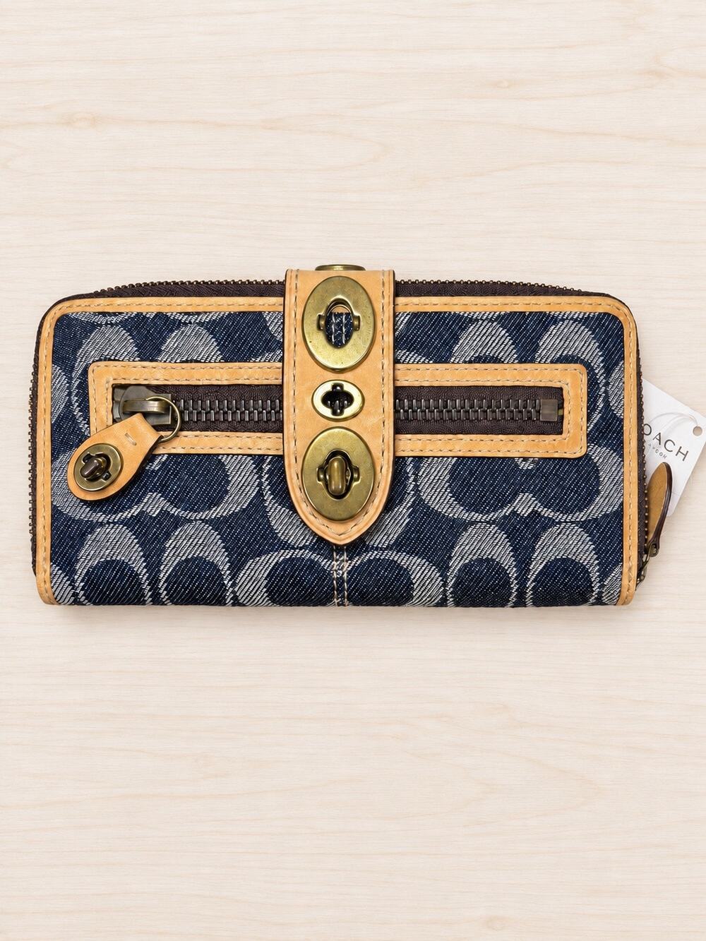 NWT Y2K Coach 41121 Lily Legacy Denim Signature Zip Around Wallet